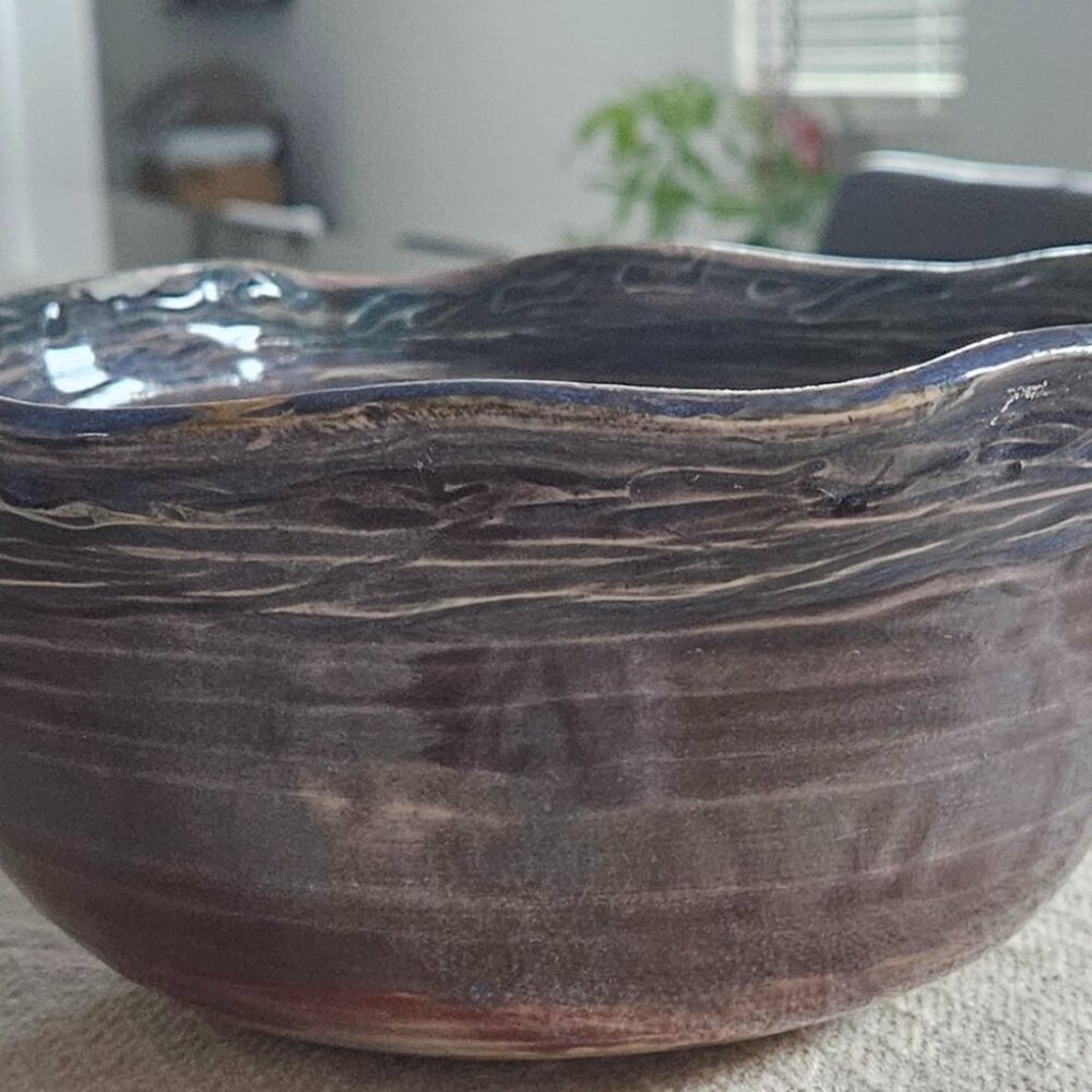 Blue & Purple, signed studio pottery, handmade bowl